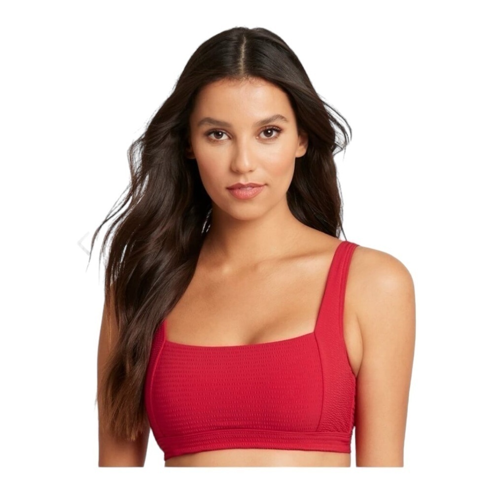 Sea Level Riviera Rib Square Neck B-Dd Cup Bikini Top - Red Nwt — image 8 of 8